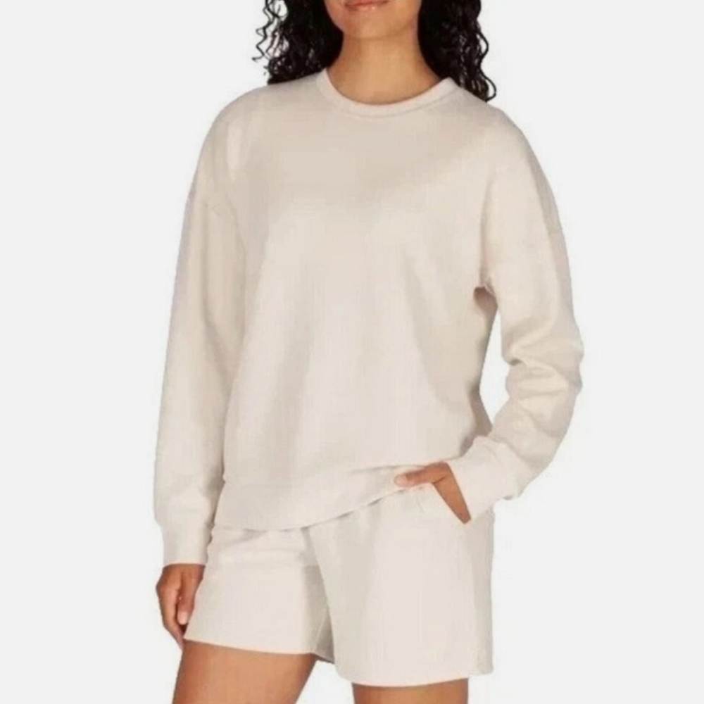 NWT Lazypants Women's Long Sleeve Luxe‎ Crewneck Pullover Cream